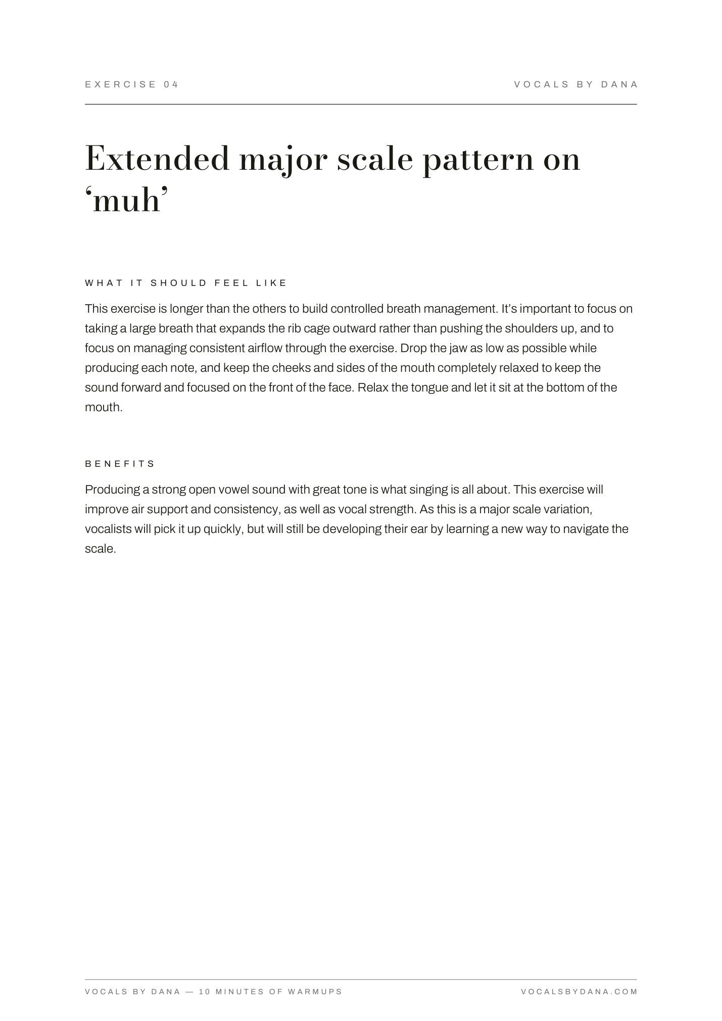 Instructions for Major Scale Pattern