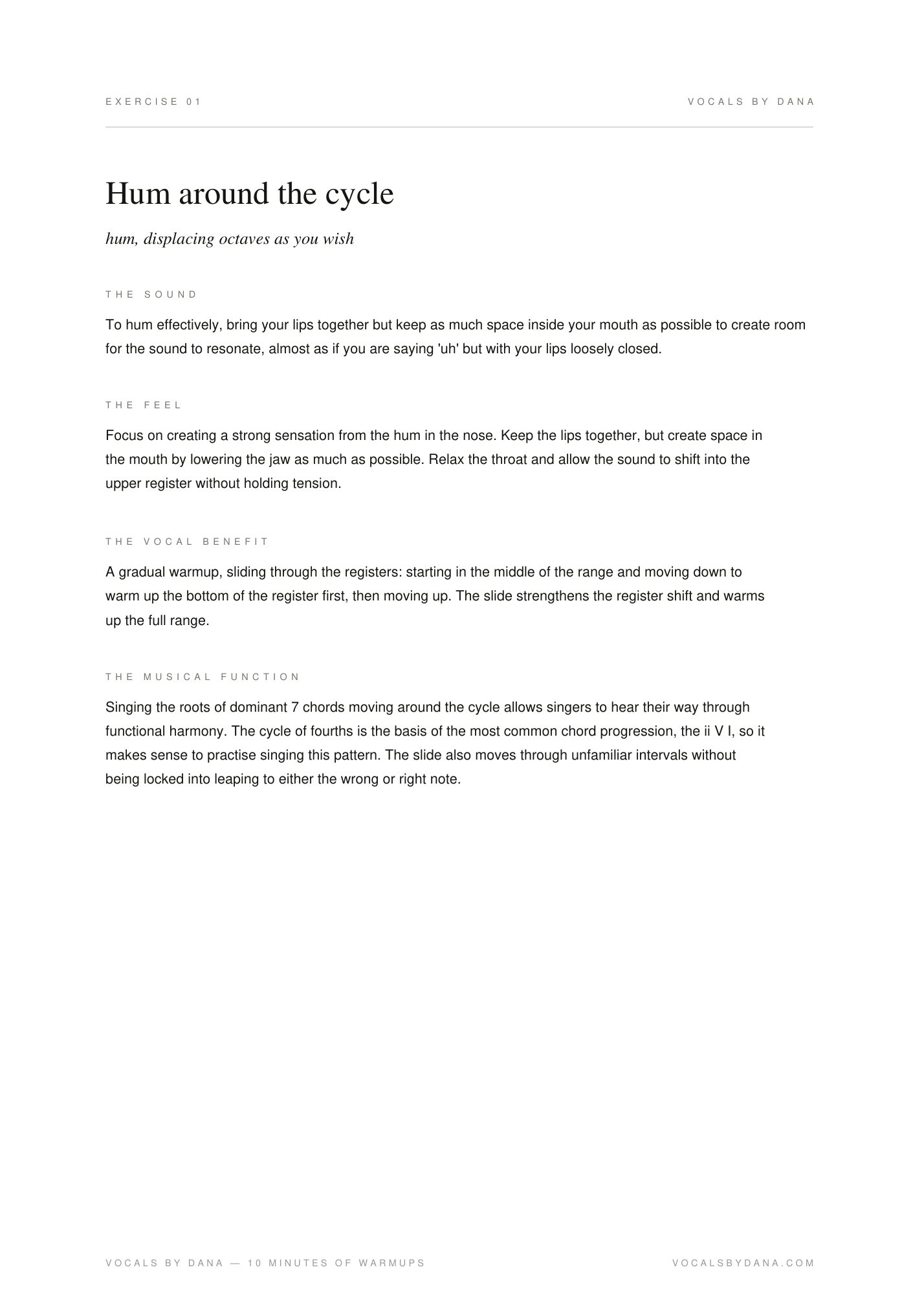 Instructions for Hum around the cycle