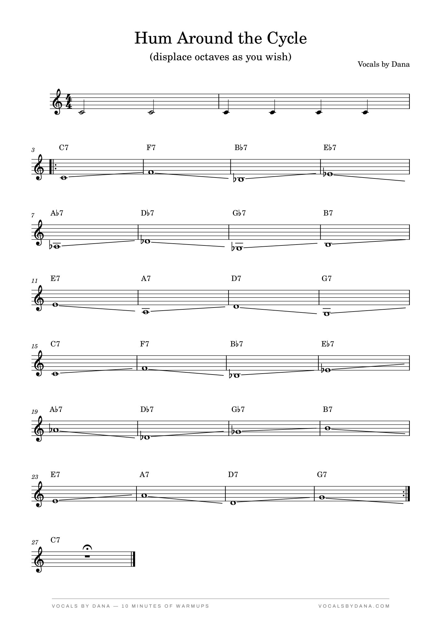 Sheet music for Hum around the cycle