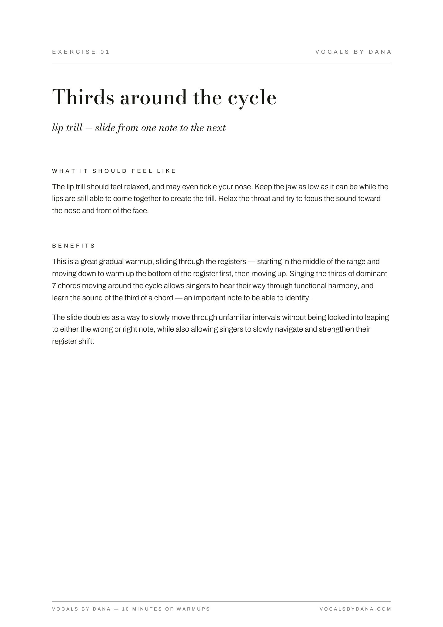 Instructions for Thirds around the cycle